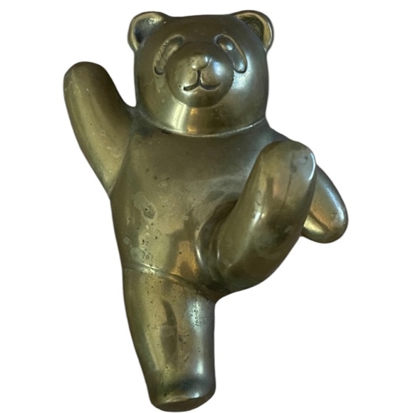 Vintage Brass Teddy Bear Wall Hook 5" - Picture 1 of 6